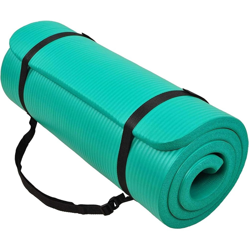 BalanceFrom All-Purpose 1-Inch Extra Thick High Density Anti-Tear Exercise Yoga Mat with Carrying Strap, Multiple Colors