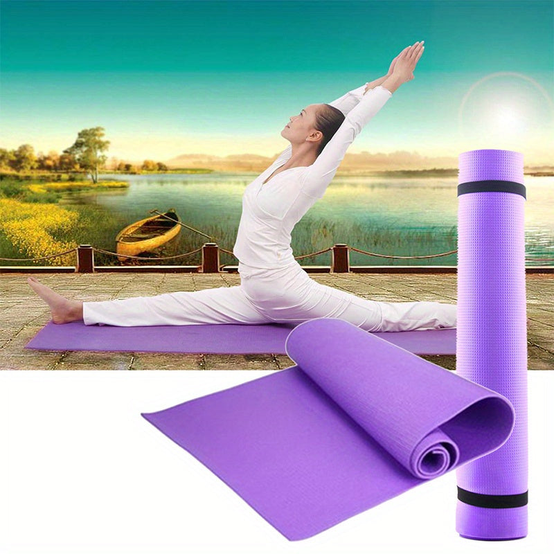 6mm Thick Non-Slip EVA Foam Yoga Mat - High-Quality, Odorless, Durable Fitness Pad for Home Workouts, Pilates, and Beginners - Available in Purple\u002FBlue, Yoga Accessories