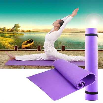 6mm Thick Non-Slip EVA Foam Yoga Mat - High-Quality, Odorless, Durable Fitness Pad for Home Workouts, Pilates, and Beginners - Available in Purple\u002FBlue, Yoga Accessories