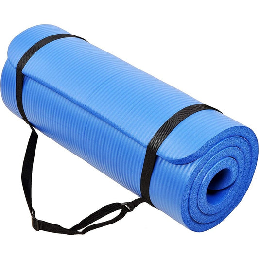 BalanceFrom All-Purpose 1-Inch Extra Thick High Density Anti-Tear Exercise Yoga Mat with Carrying Strap, Multiple Colors