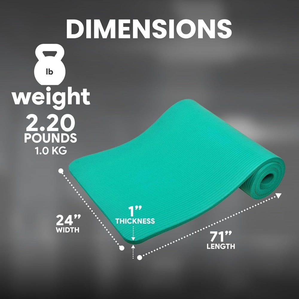 BalanceFrom All-Purpose 1-Inch Extra Thick High Density Anti-Tear Exercise Yoga Mat with Carrying Strap, Multiple Colors