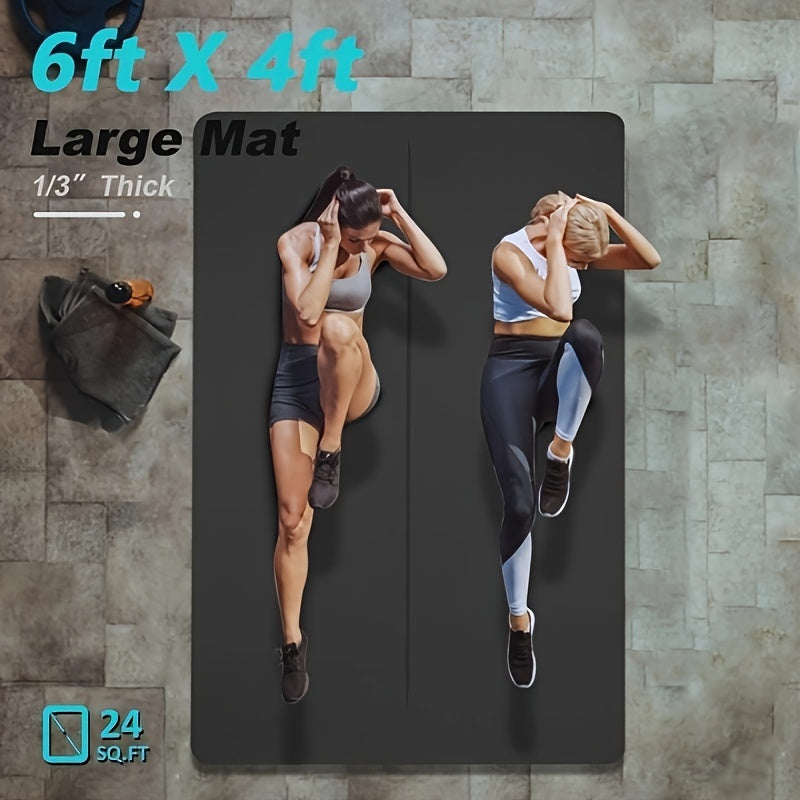 Large Yoga Mat 6' X 4', 1\u002F3 Inch Extra Thick Yoga Mat With Alignment Line Double-Sided Non Slip, Professional TPE Yoga Mats For Women Men, 24 Sq. Ft Large Exercise Mat For Yoga, Pilates And Home Workout