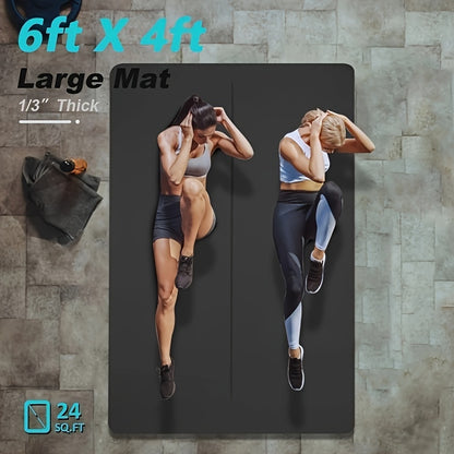 Large Yoga Mat 6' X 4', 1\u002F3 Inch Extra Thick Yoga Mat With Alignment Line Double-Sided Non Slip, Professional TPE Yoga Mats For Women Men, 24 Sq. Ft Large Exercise Mat For Yoga, Pilates And Home Workout