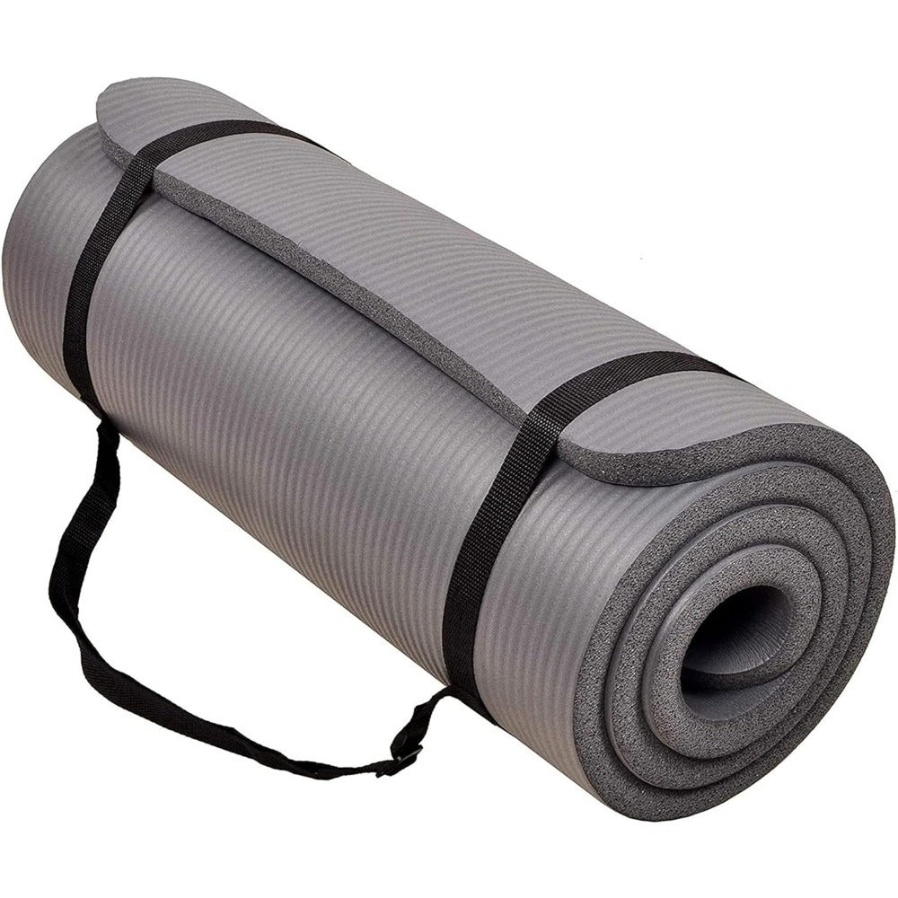 BalanceFrom All-Purpose 1-Inch Extra Thick High Density Anti-Tear Exercise Yoga Mat with Carrying Strap, Multiple Colors