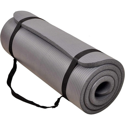 BalanceFrom All-Purpose 1-Inch Extra Thick High Density Anti-Tear Exercise Yoga Mat with Carrying Strap, Multiple Colors