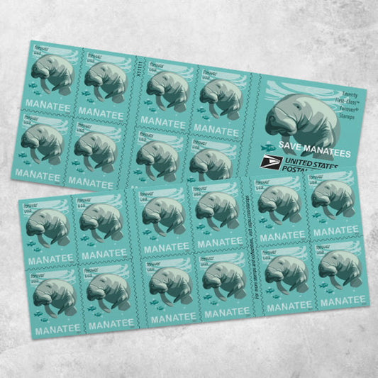 Save Manatees Stamps 2024 Forever Stamps 100 pcs
