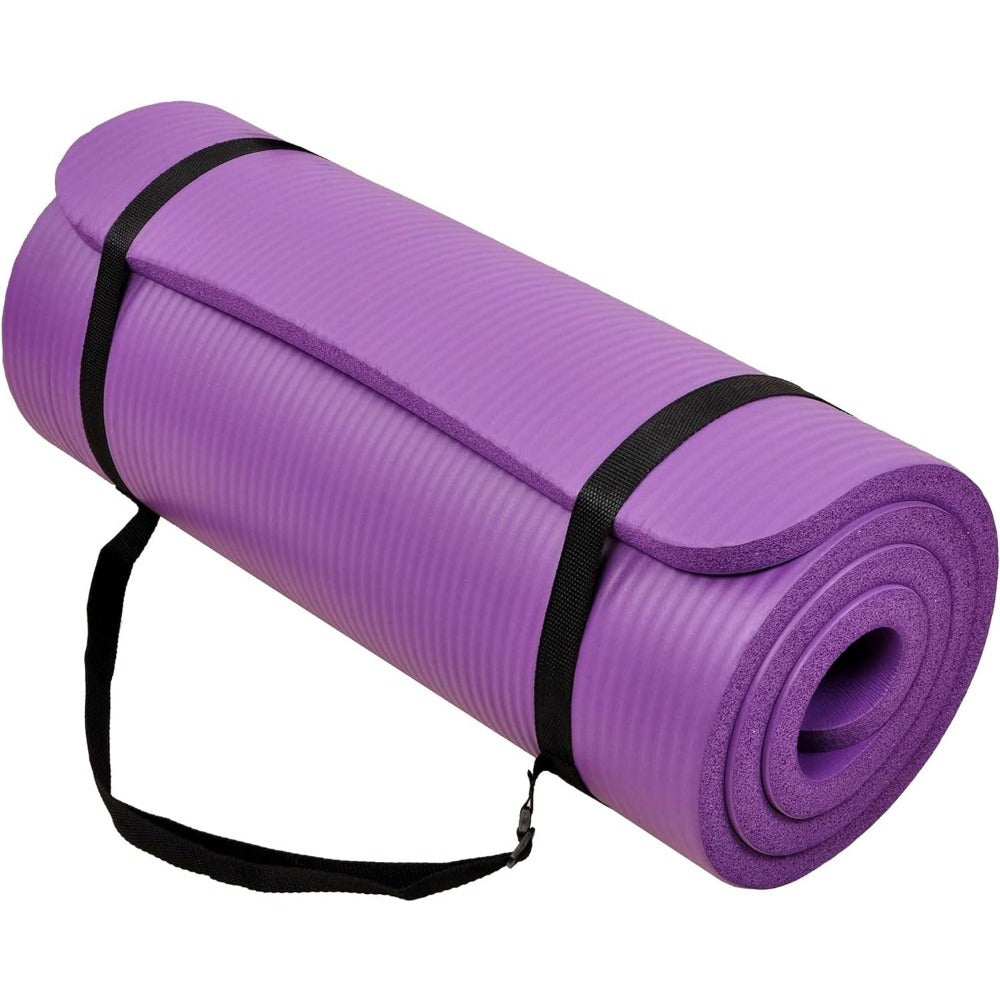 BalanceFrom All-Purpose 1-Inch Extra Thick High Density Anti-Tear Exercise Yoga Mat with Carrying Strap, Multiple Colors