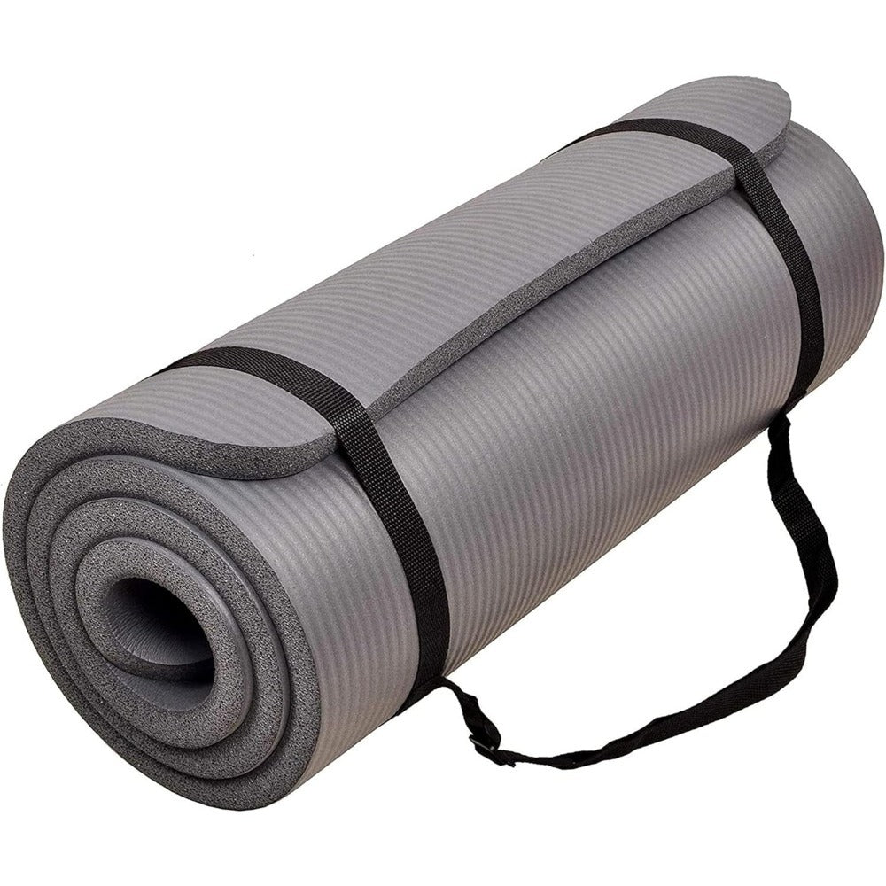 BalanceFrom All-Purpose 1-Inch Extra Thick High Density Anti-Tear Exercise Yoga Mat with Carrying Strap, Multiple Colors