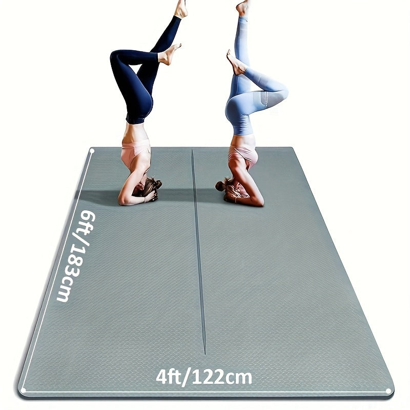 Large Yoga Mat 6' X 4', 1\u002F3 Inch Extra Thick Yoga Mat With Alignment Line Double-Sided Non Slip, Professional TPE Yoga Mats For Women Men, 24 Sq. Ft Large Exercise Mat For Yoga, Pilates And Home Workout