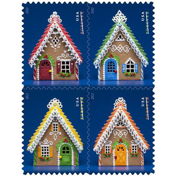 Gingerbread Houses Stamps 2013 Forever Stamps 100 pcs