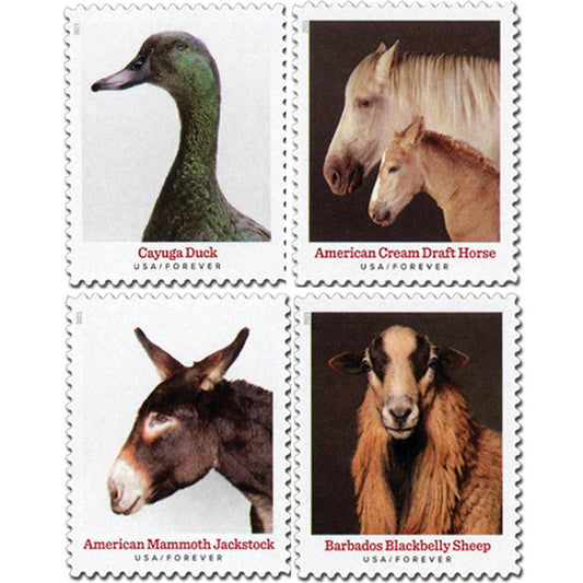Heritage Breeds Stamps 2021 Forever Stamps 100 pcs