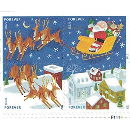 Santa and Sleigh 2012 Forever Stamps 100 pcs