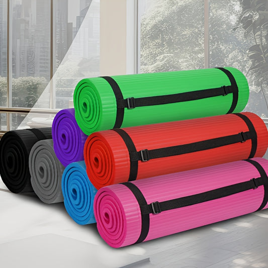 Super Thick High Density Anti-tear Exercise Yoga Mat, Optional Yoga Block With Strap, Multiple Colors Available