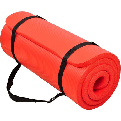 BalanceFrom All-Purpose 1-Inch Extra Thick High Density Anti-Tear Exercise Yoga Mat with Carrying Strap, Multiple Colors
