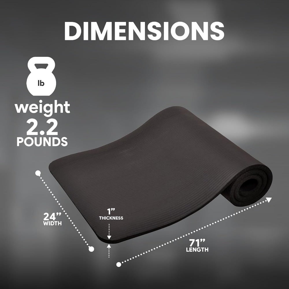 BalanceFrom All-Purpose 1-Inch Extra Thick High Density Anti-Tear Exercise Yoga Mat with Carrying Strap, Multiple Colors