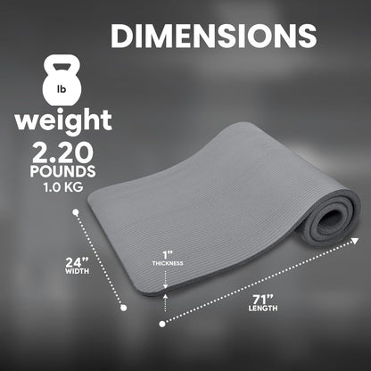 BalanceFrom All-Purpose 1-Inch Extra Thick High Density Anti-Tear Exercise Yoga Mat with Carrying Strap, Multiple Colors