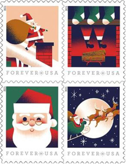 A Visit from St. Nick (US 2021) Forever Stamps 100 pcs