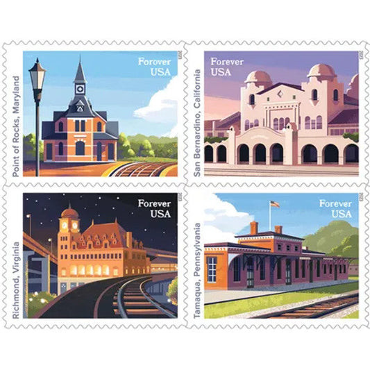 Railroad Stations Stamps 2023 First-Class Forever Stamps 100pcs