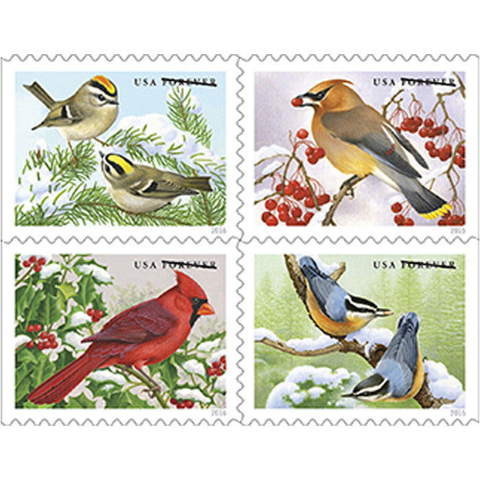 Songbirds in Snow 2016 First-Class Forever Stamps 100pcs