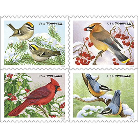 Songbirds in Snow 2016 First-Class Forever Stamps 100pcs
