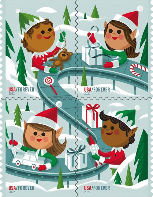 Holiday Elves Stamps 2022 Forever Stamps 100pcs