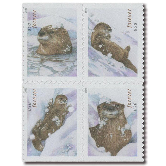 Otters In Snow (U.S. 2021) Forever Stamps 100 pcs