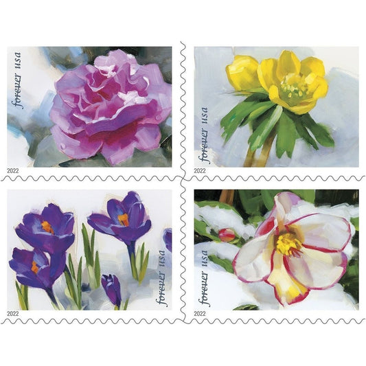 Snowy Beauty Stamps Bloom Forever 2022 First-Class Forever Stamps 100pcs