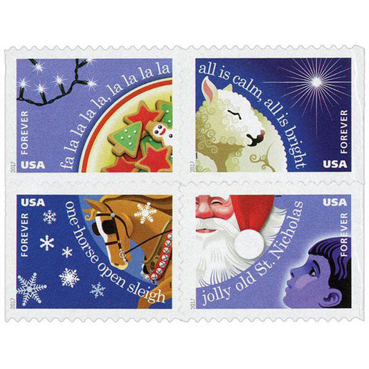 Christmas Carols Booklet (U.S. 2017) Forever Stamps 100 pcs
