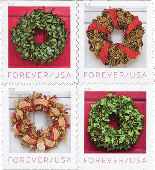 Holiday Wreaths (US 2019) Forever Stamps 100 pcs